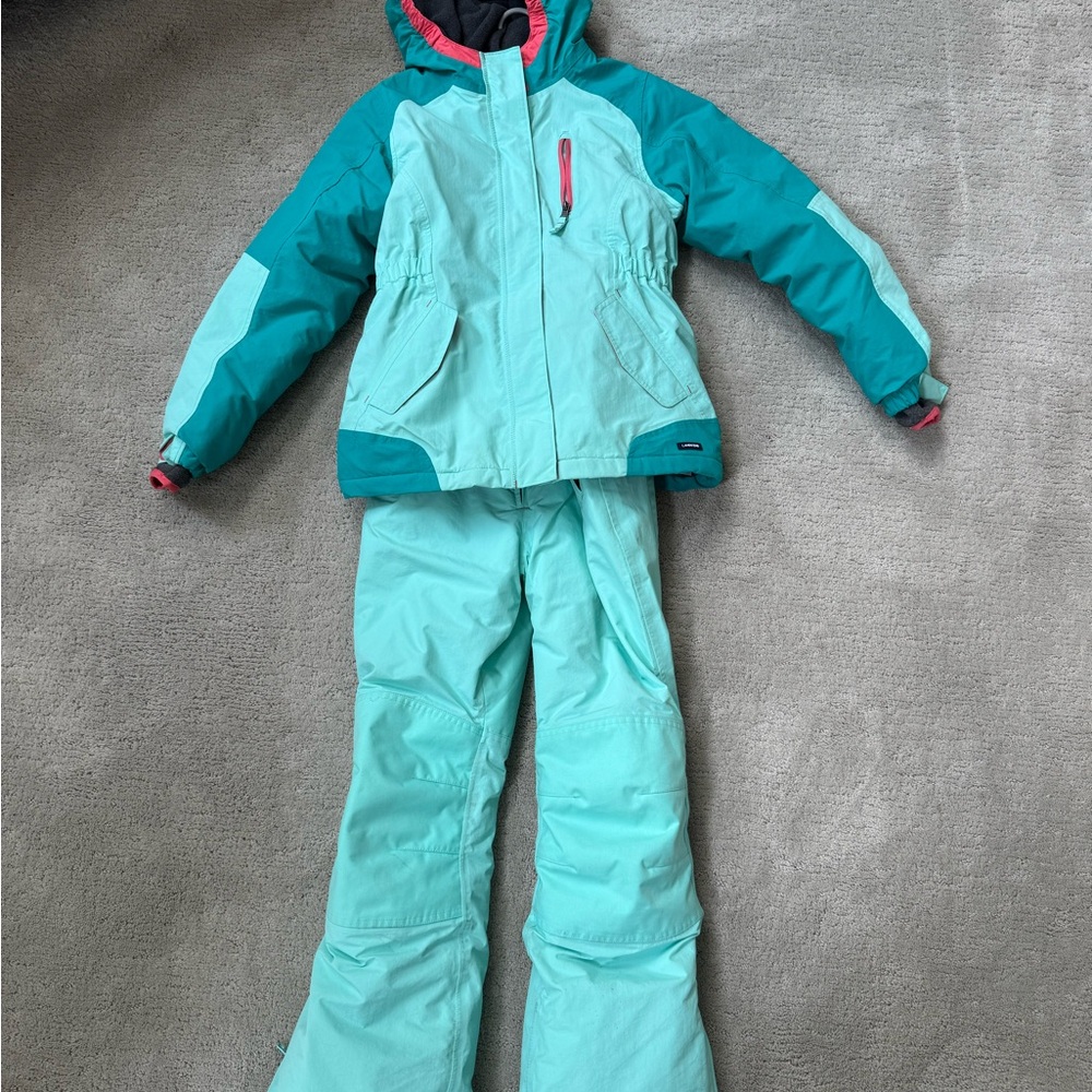 Girls XL Lands' End Kids Teal and Aqua Jacket & Pants Set